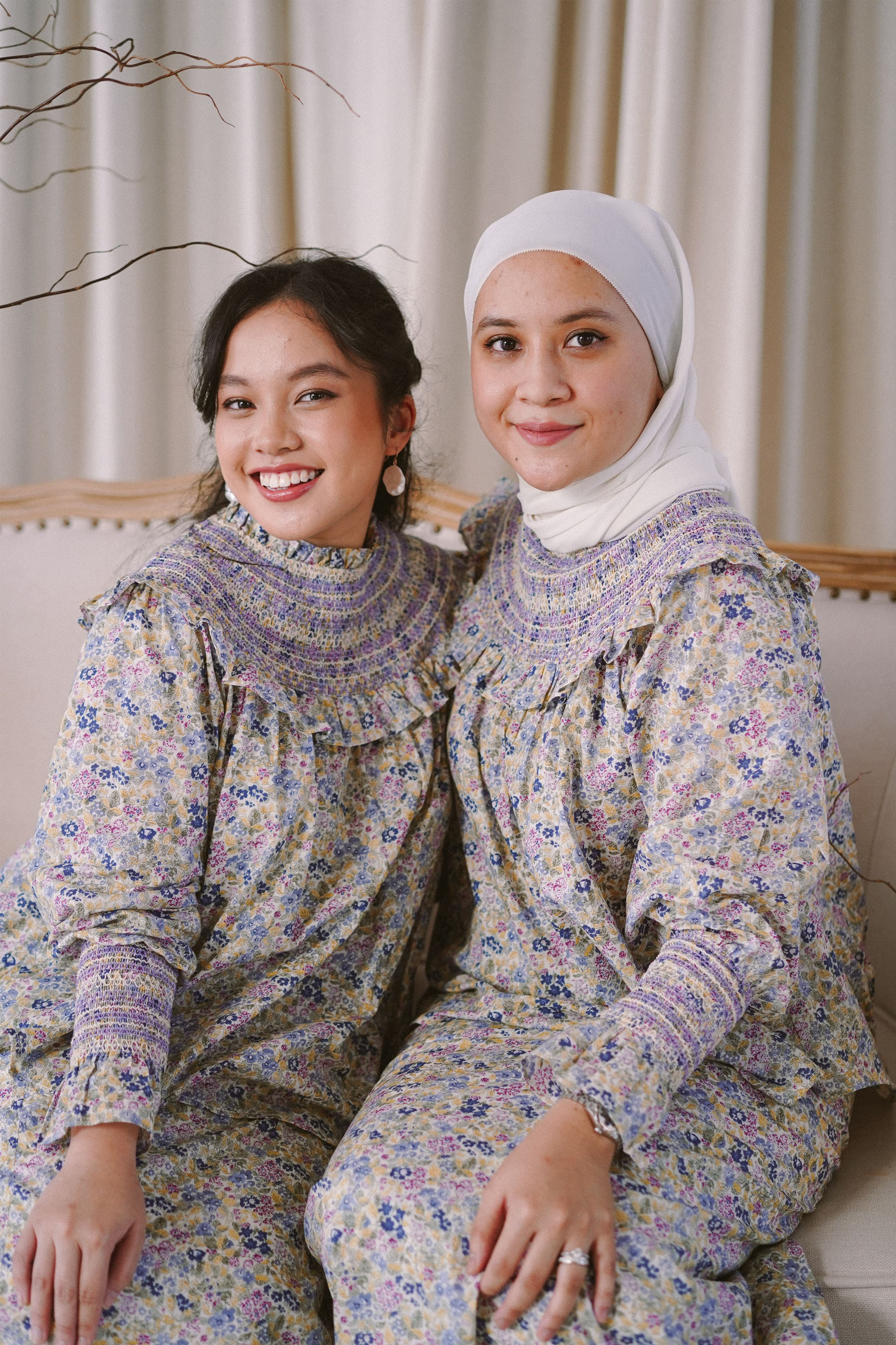 mother and daughter in matching baju kurung by petit moi