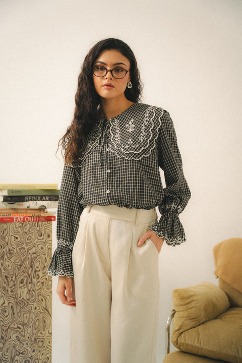 SERENDIPITY BLOUSE IN NOIR GINGHAM