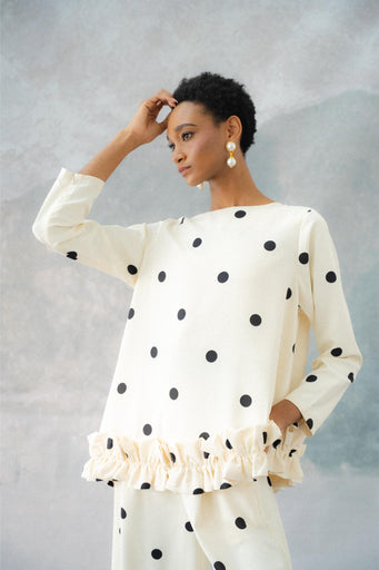 BRERA RUFFLE TOP IN POLKA