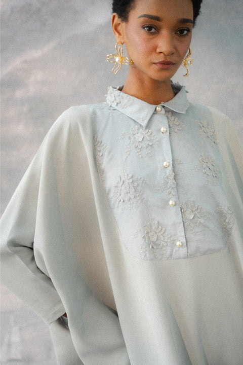 NAHLA KAFTAN IN SLATE BLUE