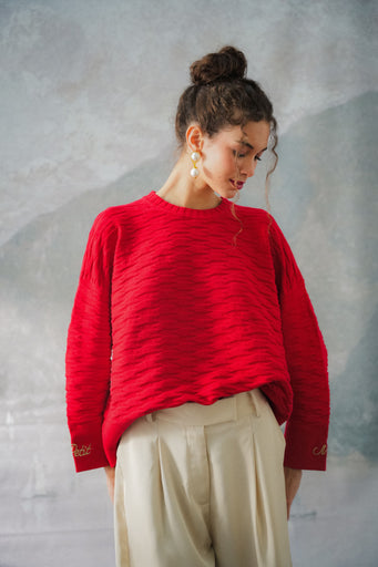 NUVOLA KNIT SWEATER IN ROUGE