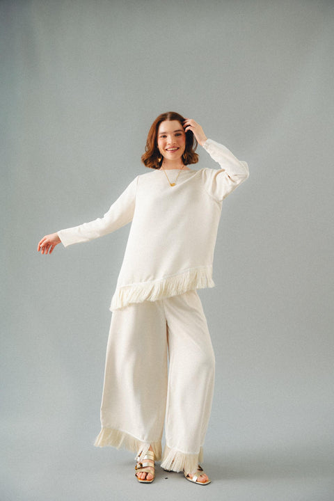 BRERA FRINGE TROUSERS IN VANILLE