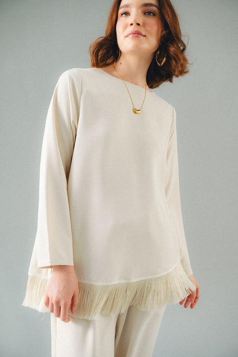 BRERA FRINGE TOP IN VANILLE
