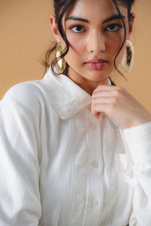 ISCHIA COTTON SHIRT IN PORCELAIN