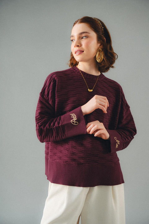 NUVOLA KNIT SWEATER IN CASSIS