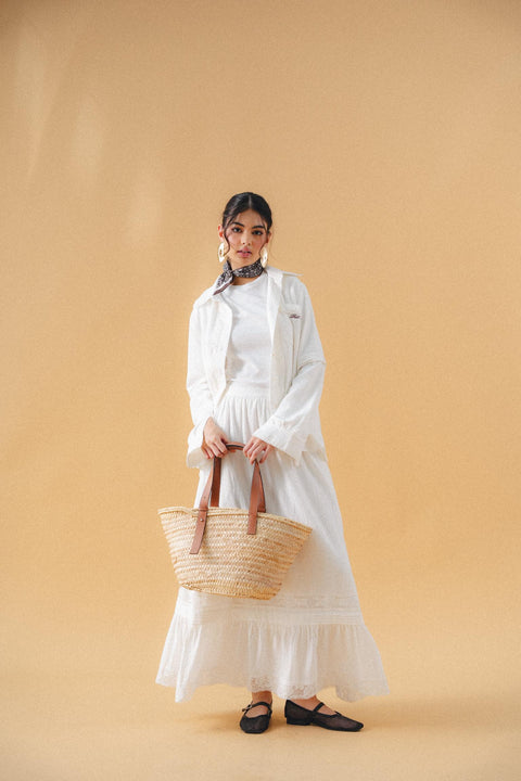 ISCHIA COTTON SKIRT IN PORCELAIN