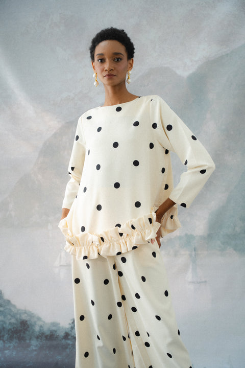 BRERA RUFFLE TOP IN POLKA