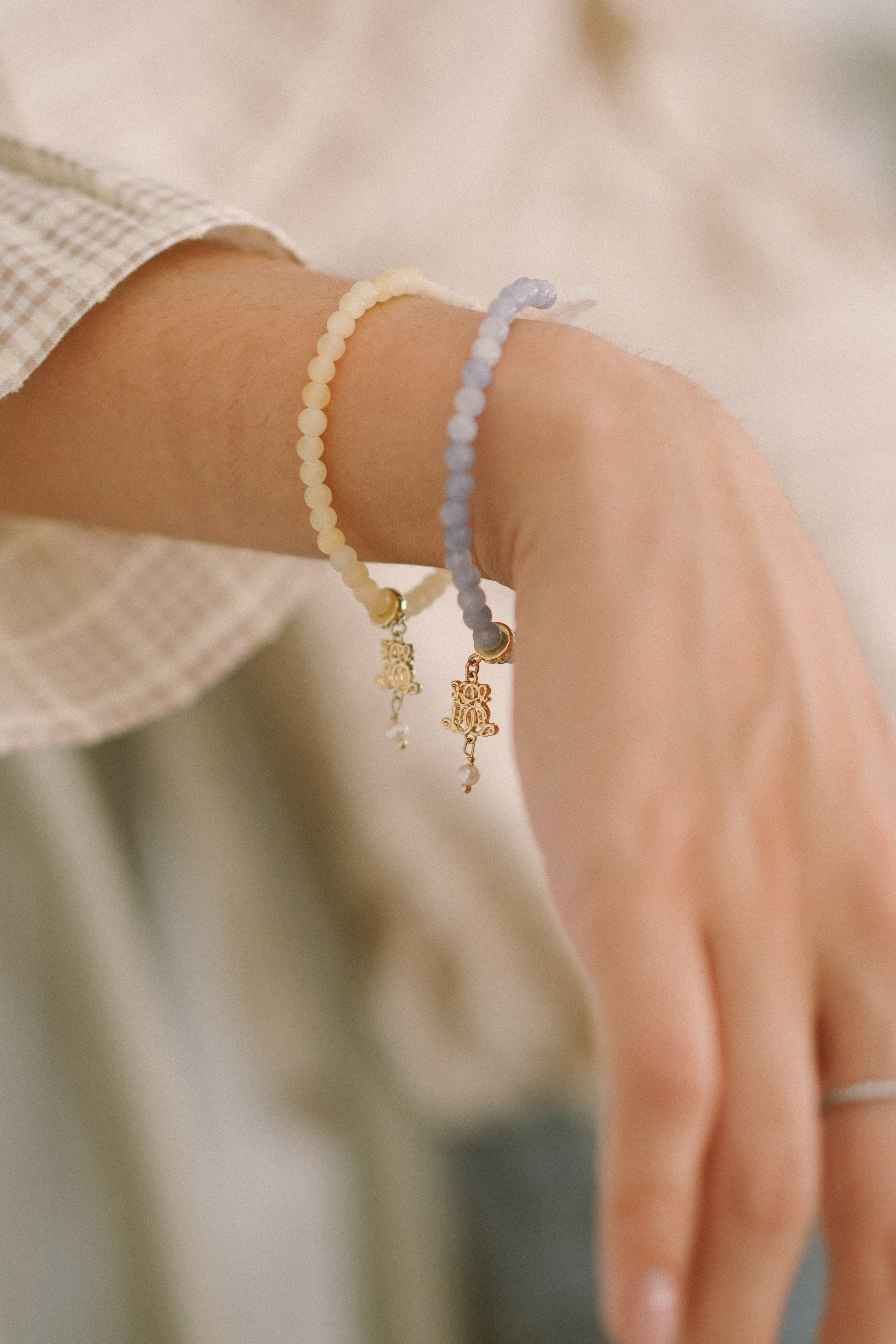 Bracelets worn by hand model for photoshoot