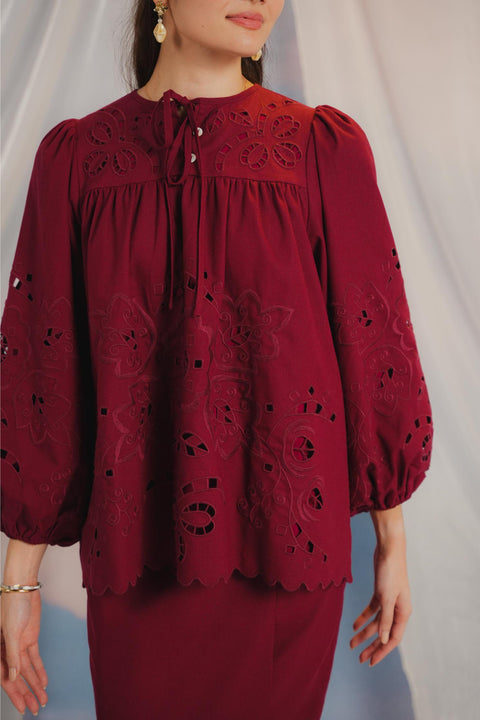 VENUS KURUNG IN BURGUNDY