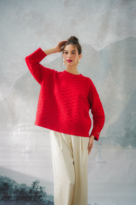 NUVOLA KNIT SWEATER IN ROUGE