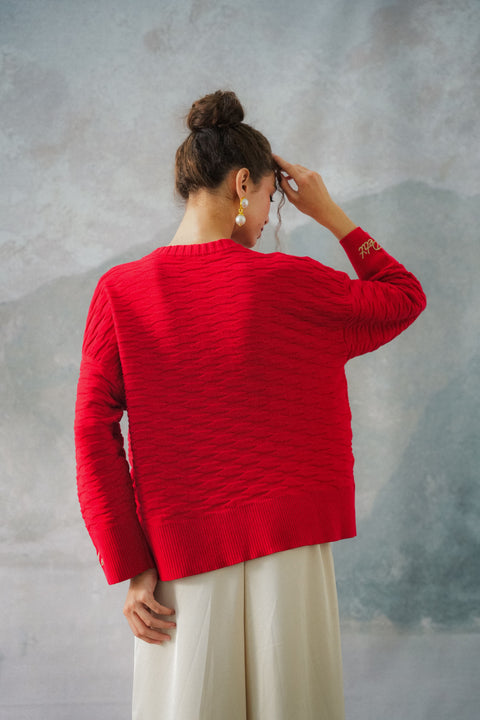 NUVOLA KNIT SWEATER IN ROUGE