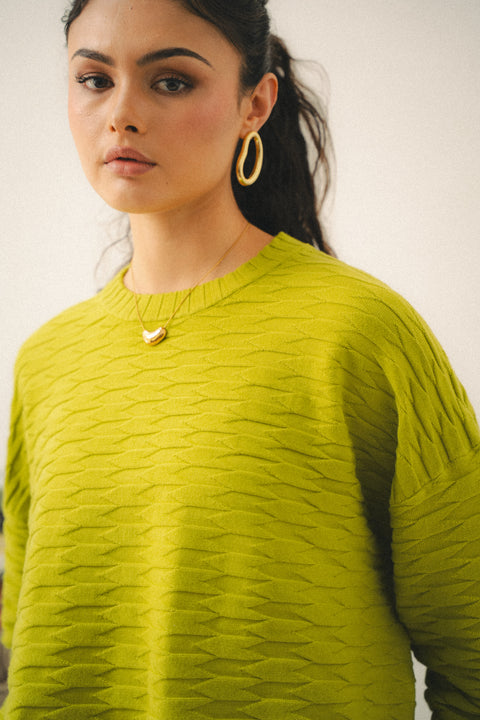 NUVOLA KNIT SWEATER IN CHARTREUSE