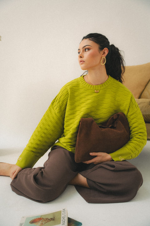NUVOLA KNIT SWEATER IN CHARTREUSE