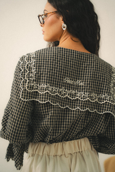 SERENDIPITY BLOUSE IN NOIR GINGHAM