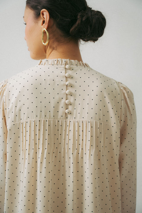 JULIA DRESS IN VANILLA POLKA