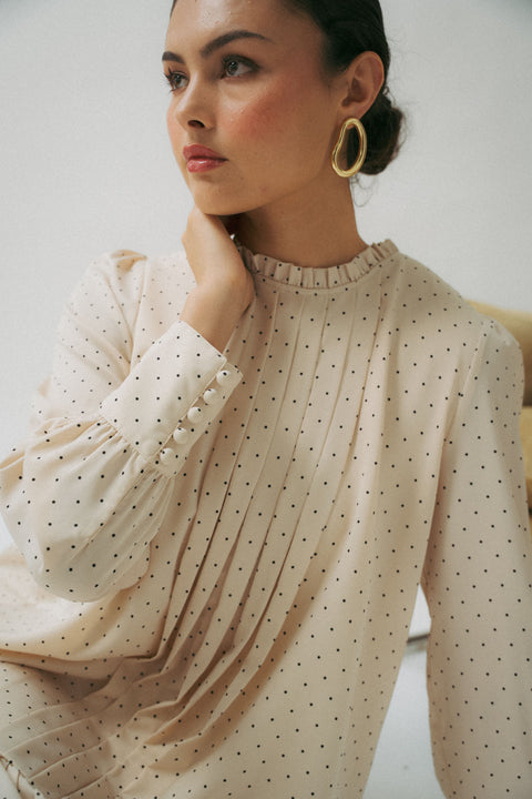 JULIA DRESS IN VANILLA POLKA