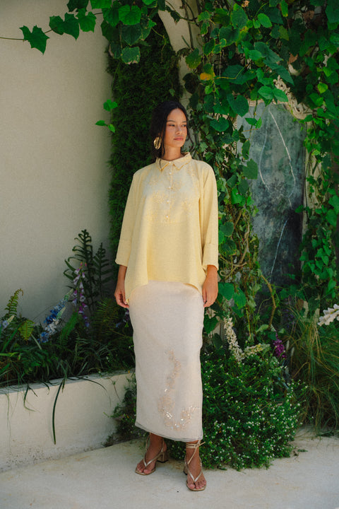 CAMELIA ORGANZA SKIRT IN VANILLA SILK