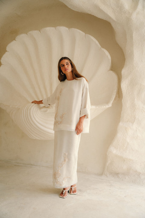CAMELIA ORGANZA SKIRT IN VANILLA SILK