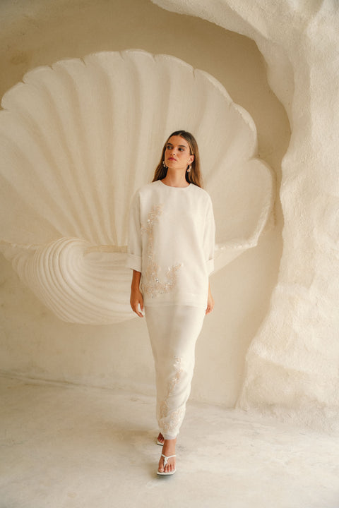 CAMELIA ORGANZA SKIRT IN VANILLA SILK