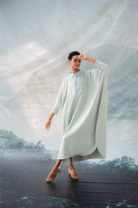 NAHLA KAFTAN IN SLATE BLUE