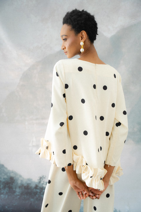 BRERA RUFFLE TOP IN POLKA