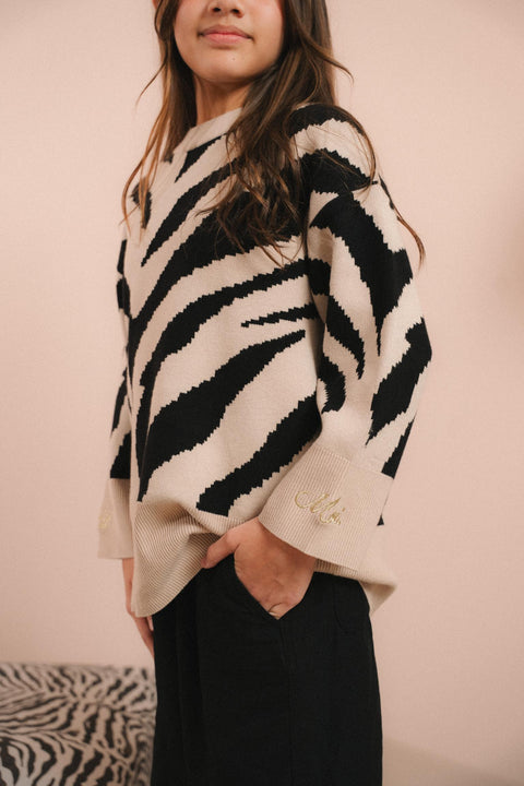 VICKY KNIT SWEATER IN ZEBRA (KIDS)