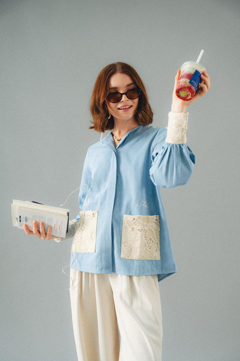 ANAIS BLOUSE IN CHAMBRAY LACE