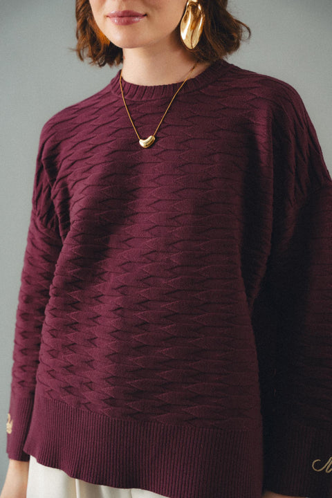 NUVOLA KNIT SWEATER IN CASSIS