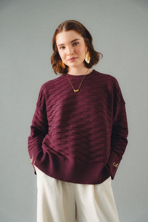 NUVOLA KNIT SWEATER IN CASSIS