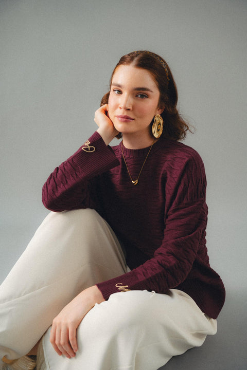 NUVOLA KNIT SWEATER IN CASSIS