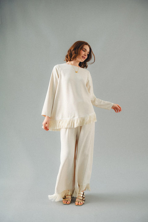 BRERA FRINGE TOP IN VANILLE