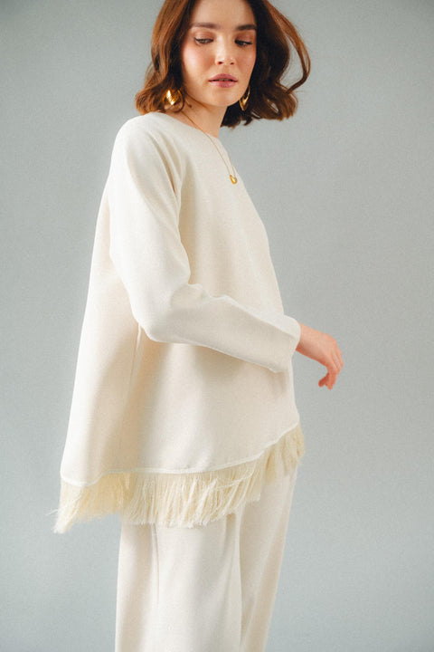 BRERA FRINGE TOP IN VANILLE