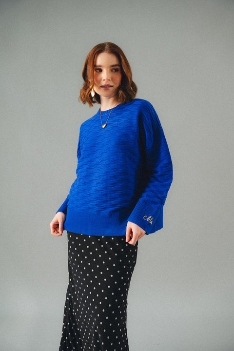 NUVOLA KNIT SWEATER IN BLEU ELECTRIQUE