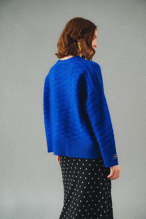 NUVOLA KNIT SWEATER IN BLEU ELECTRIQUE