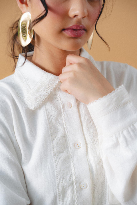 ISCHIA COTTON SHIRT IN PORCELAIN