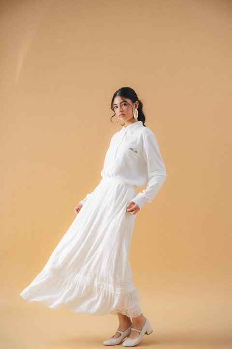 ISCHIA COTTON SKIRT IN PORCELAIN