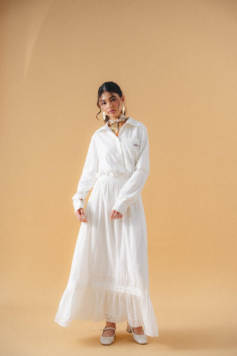 ISCHIA COTTON SKIRT IN PORCELAIN