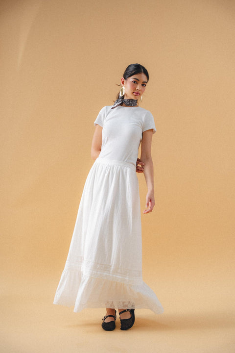 ISCHIA COTTON SKIRT IN PORCELAIN