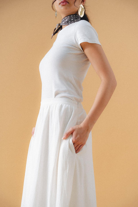 ISCHIA COTTON SKIRT IN PORCELAIN