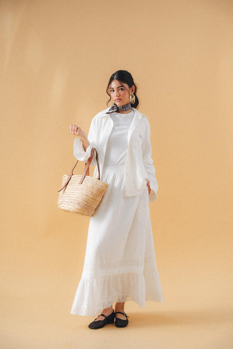 ISCHIA COTTON SKIRT IN PORCELAIN