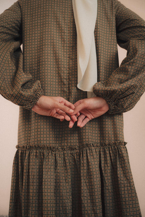 ALCOTT DRESS IN VERT GINGHAM