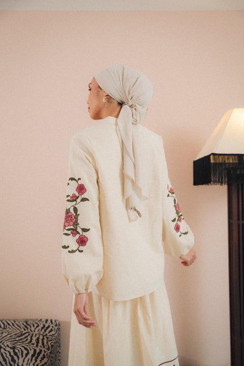 MARGUERITE BLOUSE IN VELOUR ROSE