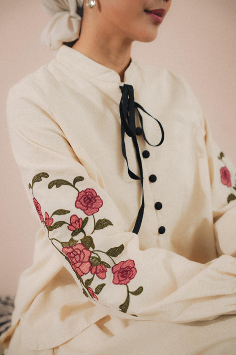 MARGUERITE BLOUSE IN VELOUR ROSE