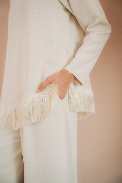 BRERA FRINGE TROUSERS IN VANILLE