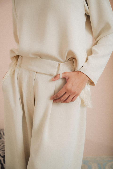 BRERA FRINGE TROUSERS IN VANILLE