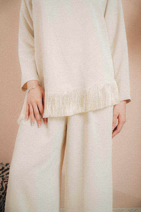 BRERA FRINGE TOP IN VANILLE