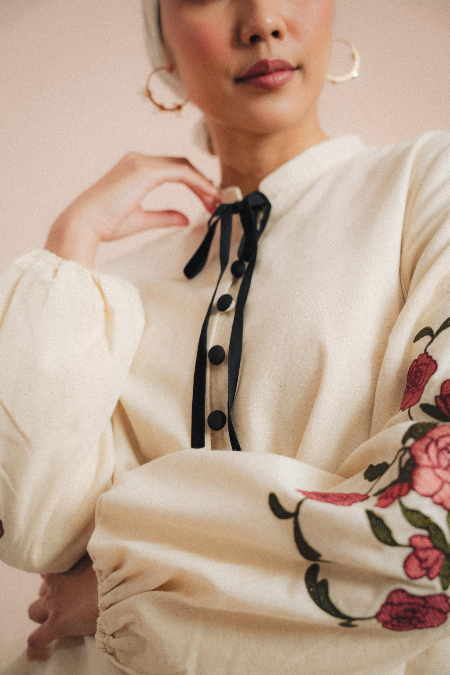 MARGUERITE BLOUSE IN VELOUR ROSE – Petit Moi