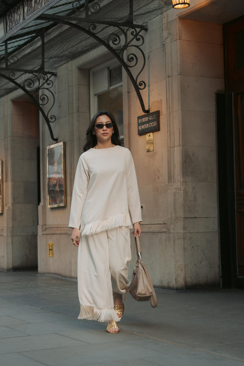 BRERA FRINGE TROUSERS IN VANILLE
