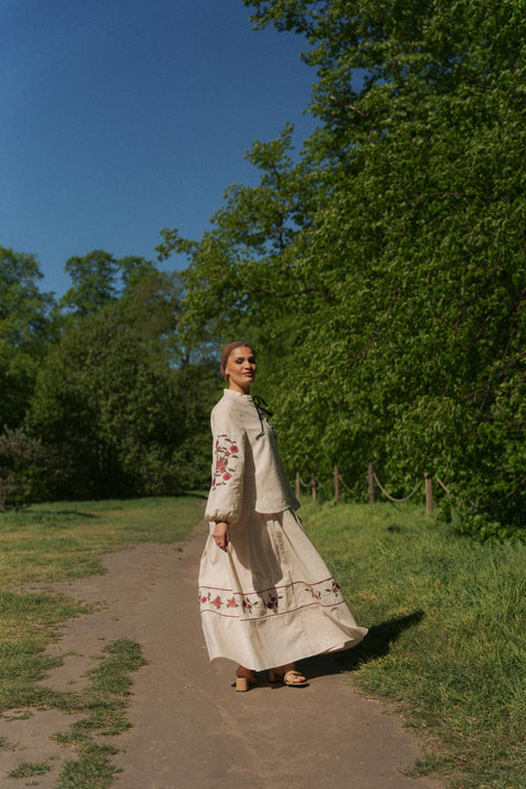 MARGUERITE SKIRT IN VELOUR ROSE