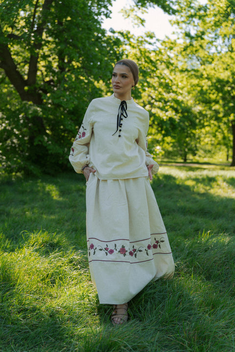 MARGUERITE SKIRT IN VELOUR ROSE